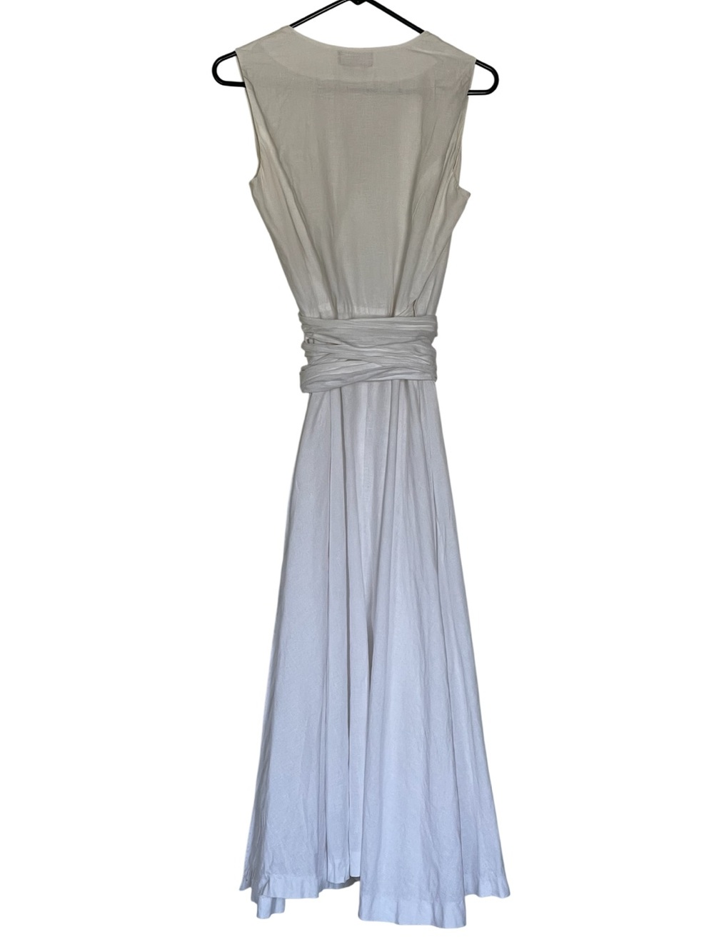 The J. Peterman Company Vintage White Linen Sleeveless Midi Wrap Dress Size 10 - Picture 2 of 3
